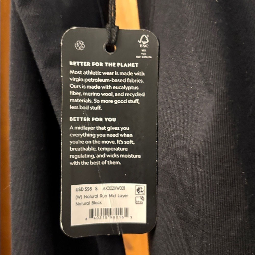 All Birds Natural Run Mid Layer Black Quarter-Zip Pullover Size Small NWT - Picture 6 of 7
